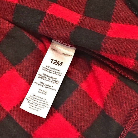 *SOLD* Carters | Red & Black Buffalo Plaid | Fleece Zip Up Vest | Unisex - Picture 4 of 5